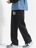 Men's Casual Cotton Solid Color Straight Wide Leg Pants