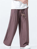 Men's Summer Cool Casual Solid Color Wrinkled Drape Wide Leg Pants