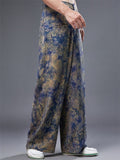 Loose Men's Chinese Style Zhua-Ran Linen Wide Leg Straight Pants