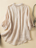 Women's Summer Casual Solid Color Embroidery Half Sleeve Shirt