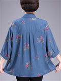 Elegant Plus Size Summer Print Lapel Shirt for Women