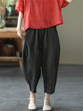 Women's Summer Casual Elastic Waist Harem Cropped Pants