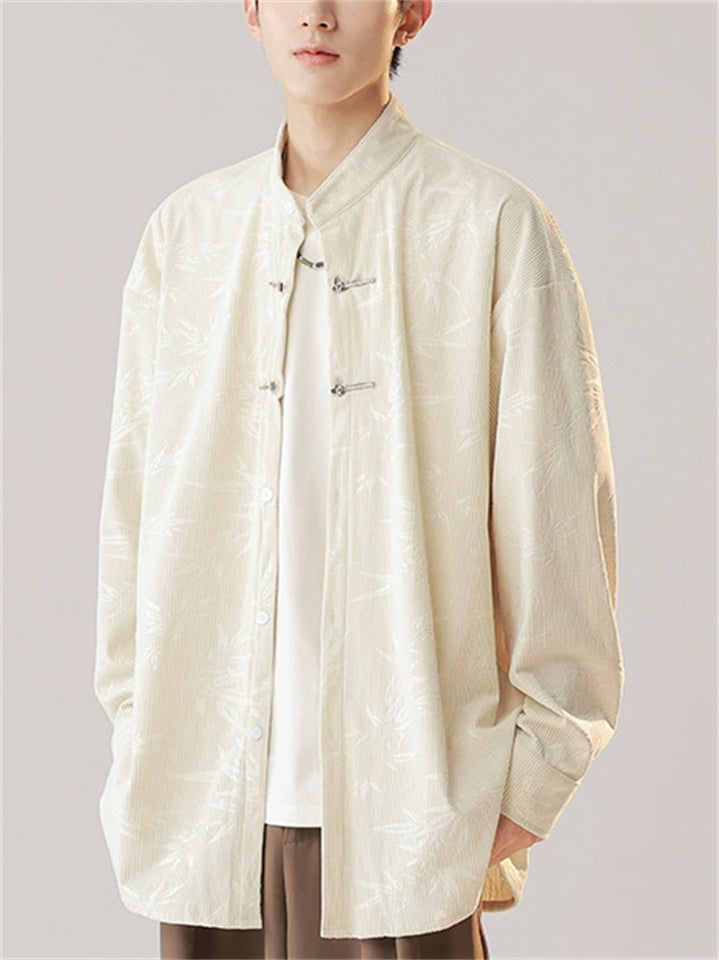 Men's Comfy Print Long Sleeve Stand Collar Shirts