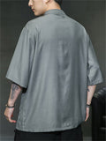 Men's Retro Cool Comfy Hanzi Loong Embroidery Button Up Shirt