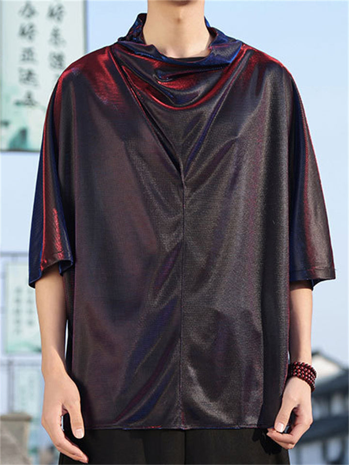 Men's Trendy Gradient Pile Collar Short Sleeve Shirts