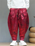 Men's Chinese Style Trendy Loong Print Wide-leg Bloomers Pants