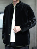 Men's Retro Chinese Style Autumn Velvet Contrast Trim TangSuit Jackets