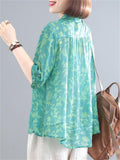 Women's Retro Casual Floral Print Short Sleeve Shirts
