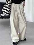 Women's Elastic Waist Wide-Leg Straight Cargo Pants