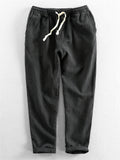 Men's Solid Color Ramine Casual Drawstring Cropped Pants