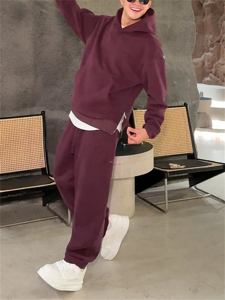 ‌Mens Autumn Trendy Comfy Loose Fit Hooded Tracksuit Outfits