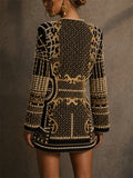 Women's Chic V Neck Luxury Baroque Rhinestone Beads Blazer