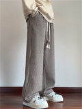 Men's Grunge Style Striped Straight Leg Trousers