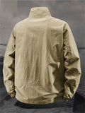 ‌Men's Lightweight Stand Collar Zipper Jacket with Pockets Casual Wear