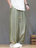 Men's Summer Chinese Style Pleated Baggy Loose Fit Pants