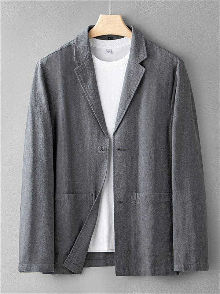 Men's Solid Color Ramine Single Breasted Suit Collar Jackets