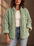 Women Casual Quilted Lightweight Padded Zip Up Jacket