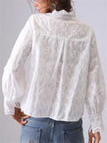 Women's French Style Elegant Embroidery Long Sleeve Lace Shirts