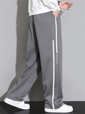 Men's A‌utumn Loose Sweatpants with White Stripes and Letters Print