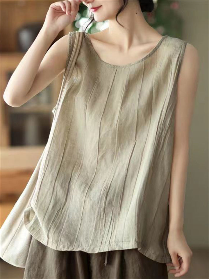 Summer Loose Solid Color Sleeveless Shirts for Women