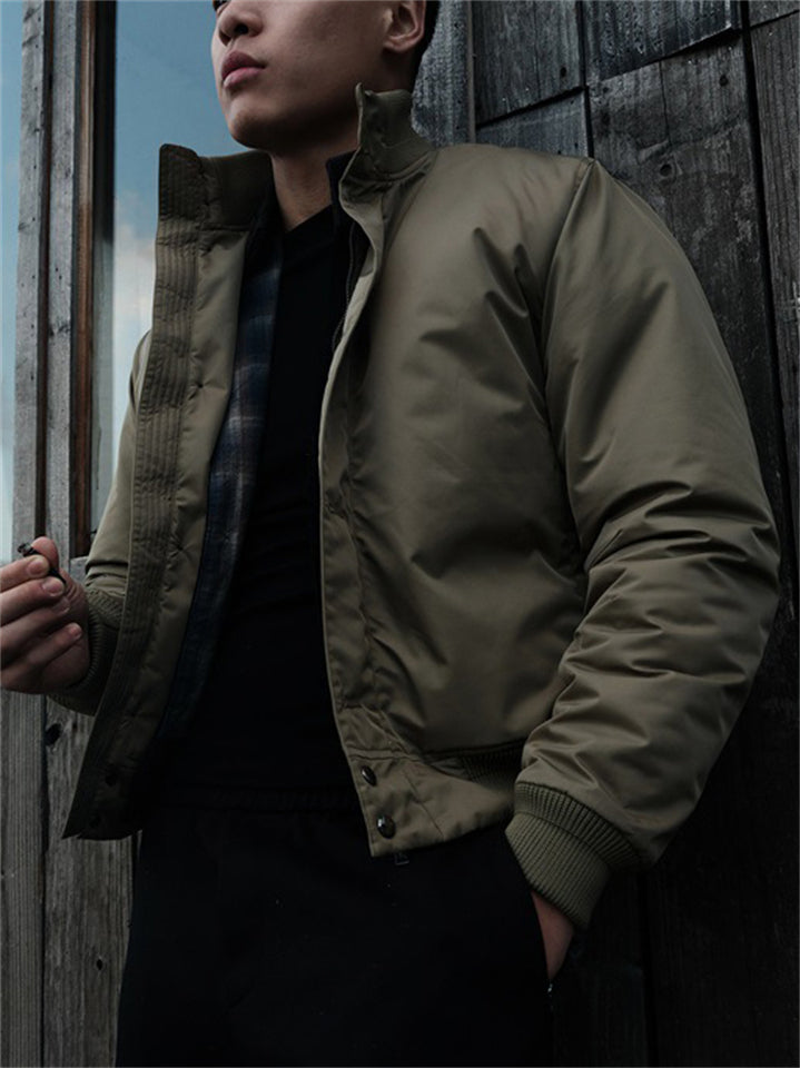 ‌Winter Stand Collar Classic Thermal Lined Buttoned Quilted Jacket for Men‌