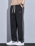 Casual Loose Fit Side Stripe Straight Leg Pants for Men