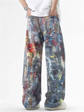 Men's Streetwear Oil Painting Print Loose Fit Wide Leg Pants