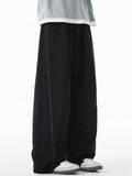 Men's Casual Contrast Trim Loose Fit Wide Leg Sweatpants