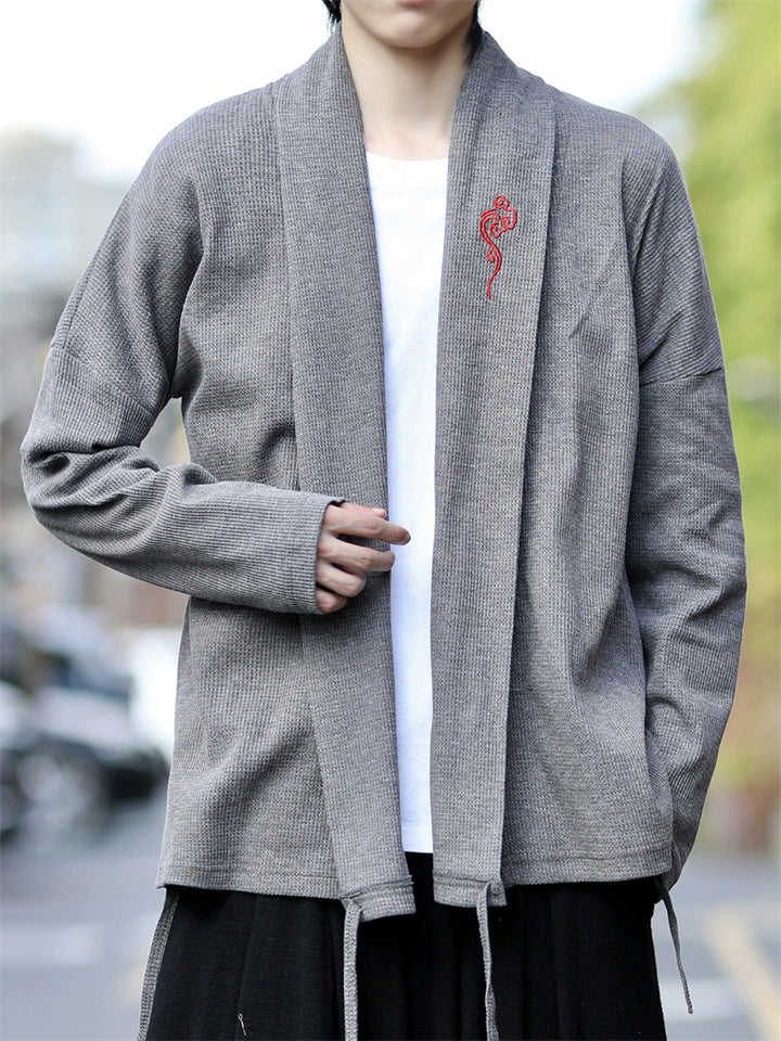 ‌Men's Chinese Zen Style Loose Fit Embroidery Cardigan Jackets