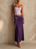 Women 2 Piece Summer Color Blocking Cami and Maxi Skirt Set