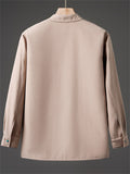 Men's Autumn Fleeced Lining Chinese Style Embroidery TangSuit Shirts