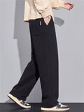 Men's Loose Fit Wide-Leg Drape Twill Knitted Pants with Elastic Waist