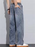 Men's Vintage Breathable Soft Drawstring Loose Straight Leg Denim Pants