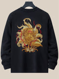 Men's Autumn Cotton Round Neck Phoenix Graphic Embroidered Sweatshirts