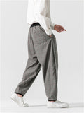 Men's Autumn Winter Color Contrast Plaid Wool Blend Pants