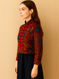 Women's Retro Autumn Ethnic Style Printed Stand Collar Jackets