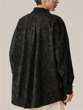 Casual  Comfy Plants Print Long Sleeve Stand Collar Shirts For  Men