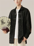 Casual  Comfy Plants Print Long Sleeve Stand Collar Shirts For  Men