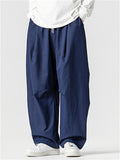 Japanese Style Autumn Drawstring Drape Straight Leg Loose-Fit Pants for Men