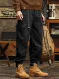 ‌Men's Stylish Mid Waist Loose Fit Multi-Pocket Workwear Jogger Pants