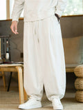 Men's Chinese Style Linen Blend Loose Fit Casual Bloomer Pants