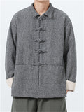 Men's Autumn Chinese Style Solid Color Geometric Texture Tangsuit Jackets