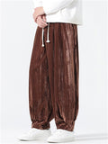 Men's Comfy Autumn Velvet Wrinkled Elastic Waist Drawstring Pants