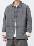 Men's Autumn Chinese Style Solid Color Geometric Texture Tangsuit Jackets