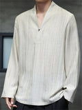 Retro Oriental Style Long Sleeve V-Neck Tang Suit Shirt For men