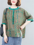 Women's Loose Casual Geometric Print Short Sleeve Shirts