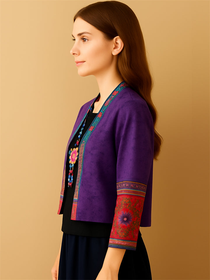 Women's Ethnic Style Embroidered Patchwork Cardigan Jackets