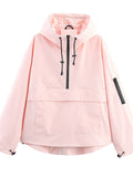 Women's Autumn Casual Solid Color Sporty Hooded Pullover Jackets