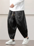 Male Loong Graphic Ankle-tied Ice Silk Lantern Pants