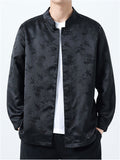 Men's Autumn Vintage Jacquard Stand Collar Long Sleeve Shirts